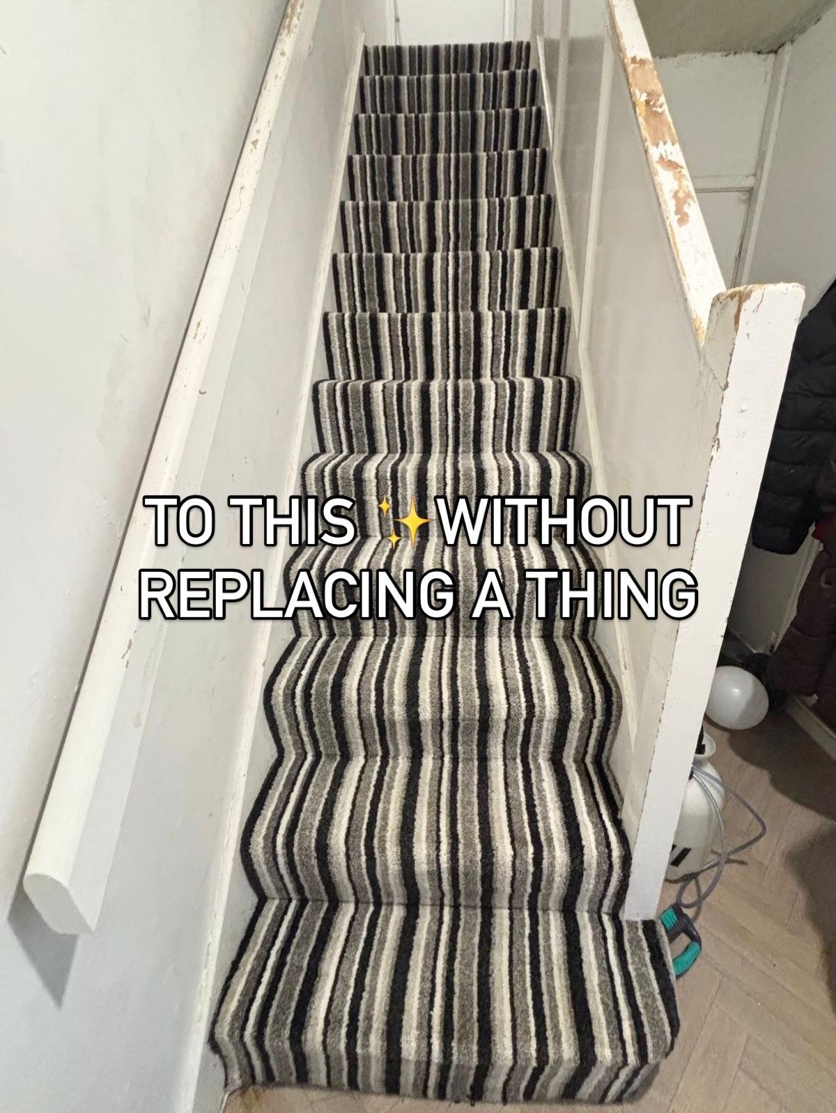 Stair runner, after before and after