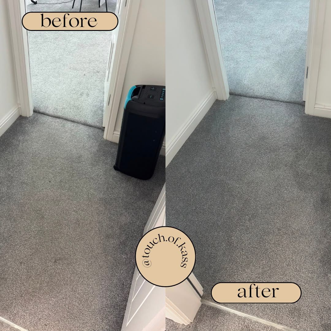 Doorway and threshold carpet before and after