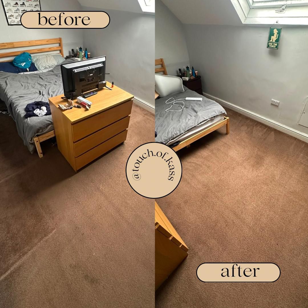 Bedroom carpet cleaning before and after