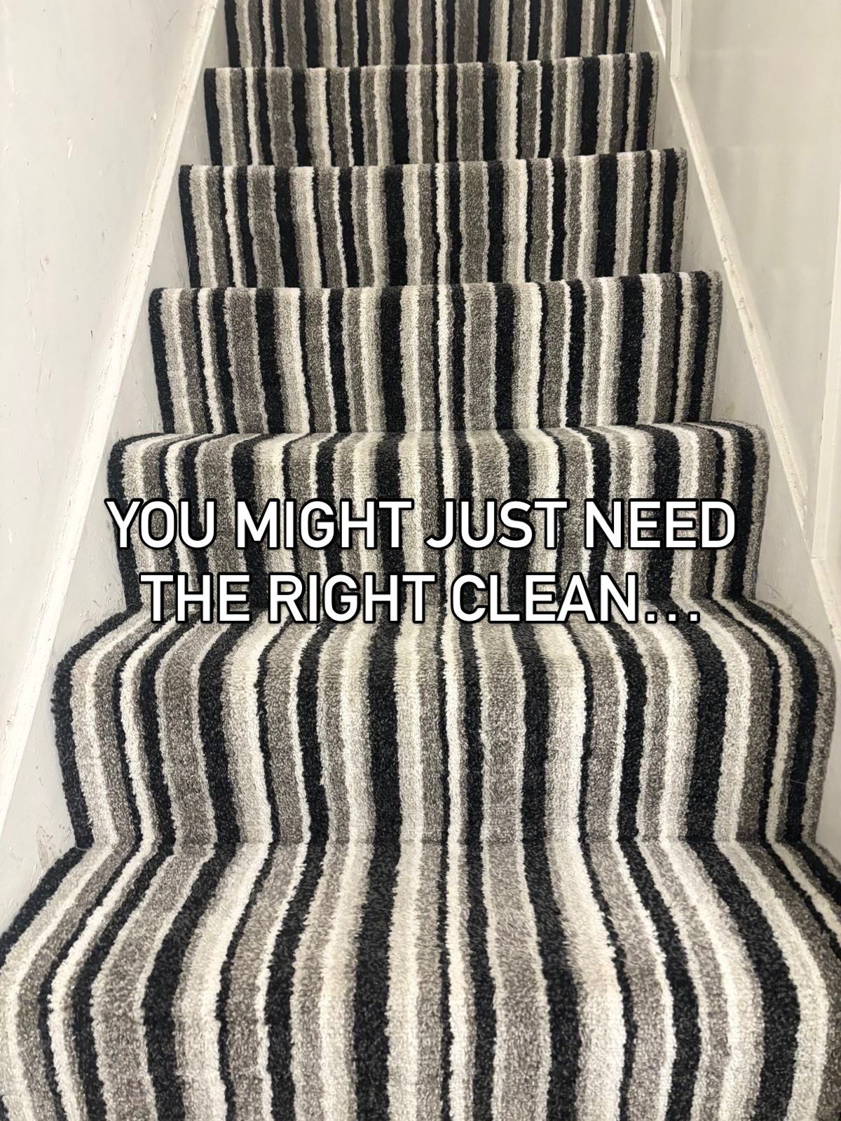 Striped stair carpet, after before and after
